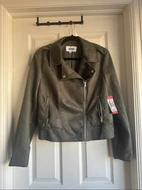 BB Dakota Olive Green Suede Moto Jacket
